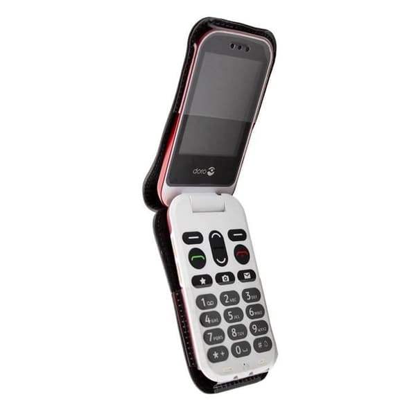 Säck Läder - caseroxx - Doro 6060 - Skyddsöverdrag - Bältesklipp - Svart