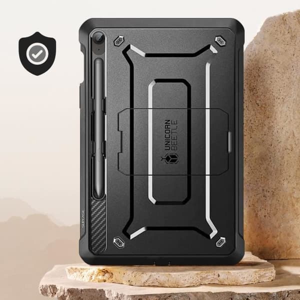 Samsung Galaxy Tab S9 FE Shockproof Full Case Supcase Svart - Upphöjd kamerakant - Stativfunktion