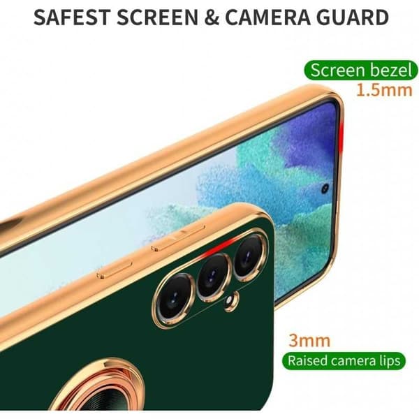 Tyylikäs ja iskunkestävä Samsung A25 5G -kotelo, jossa on Flawless sormusteline - Tummanvihreä