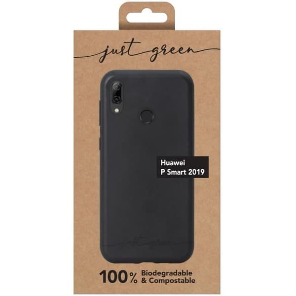 Biofodral för Huawei P Smart 2019 Svart - JUST GREEN - 100 % biologiskt nedbrytbart och komposterbart - Tillverkat i Europa