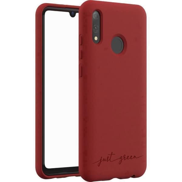 Ekologiskt fodral för Huawei P Smart 2019 Röd - JUST GRÖN - 100 % biologiskt nedbrytbar och komposterbar - Tillverkad i Europa