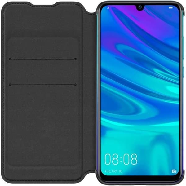 Foliofodral - Huawei - P Smart 2019 - Svart - Hårt skal - Sidoflik