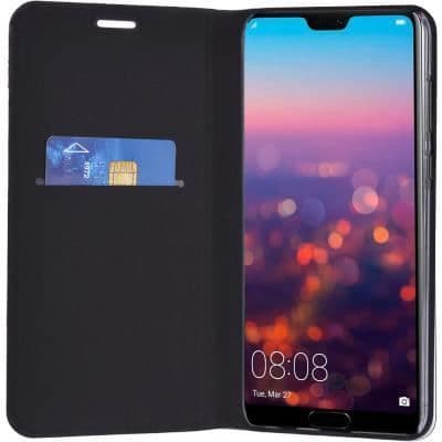 Foliofodral - Huawei - P20 Pro - Svart - Hårt skal - Flik med korthållare
