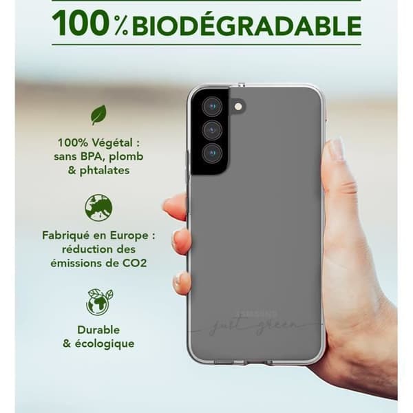 Samsung G S22+ 5G biologiskt nedbrytbart transparent fodral bara grönt