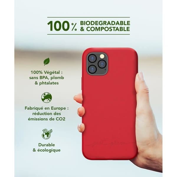 Rött biologiskt nedbrytbart fodral för iPhone 12/12 Pro Just Green