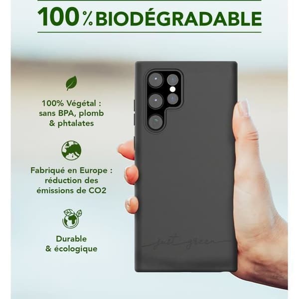 Samsung G S22 Ultra 5G biologiskt nedbrytbart fodral Black Just Green
