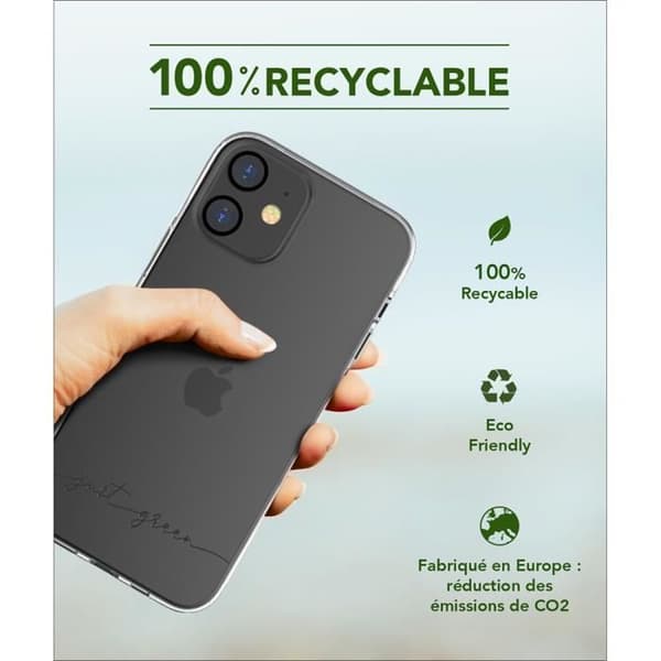 Transparent återvinningsbart fodral för iPhone 12 mini Just Green