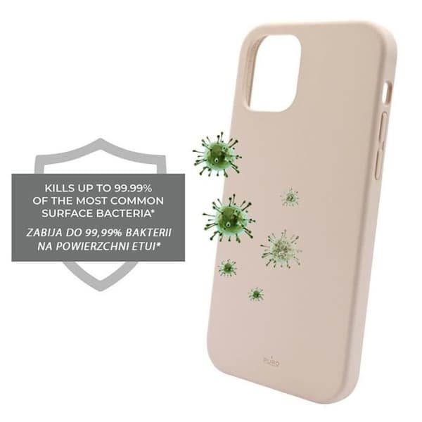 Puro ICON Anti-Microbial Cover - Fodral för iPhone 12 Mini med antibakteriellt skydd (rosa sand) - 8033830295997