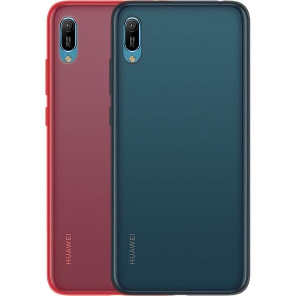 Coque - FÄRG BLOCK - Huawei Y6 2019 - Pack duo TPU - Mjuk - Svart och Röd