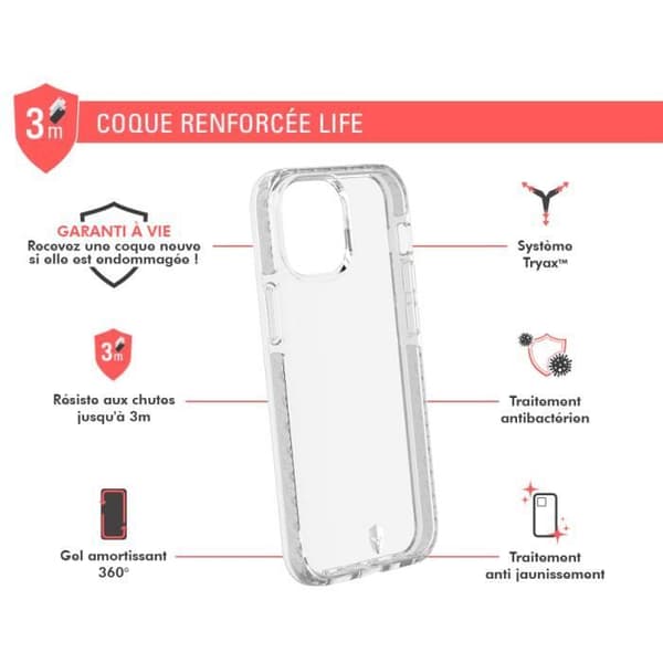 Coque - Force Case - iPhone 13 mini - Livstids garanti - Transparent - Hård
