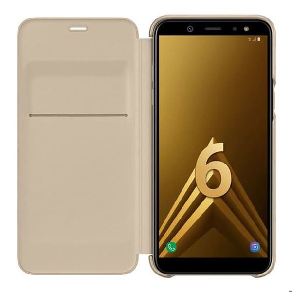 Flip Wallet Fodral - Samsung - Galaxy A6 2018 - Guld - Smal design - Skyddsflik