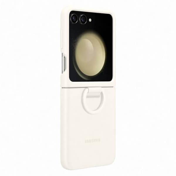 Samsung mobilfodral och skal Silikonfodral med ring Z Flip 5 Cream