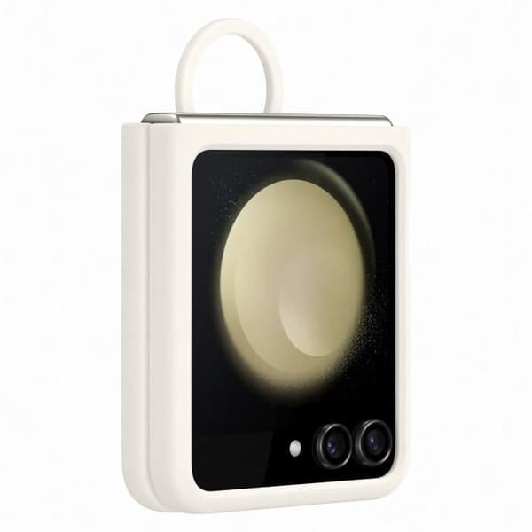 Samsung mobilfodral och skal Silikonfodral med ring Z Flip 5 Cream