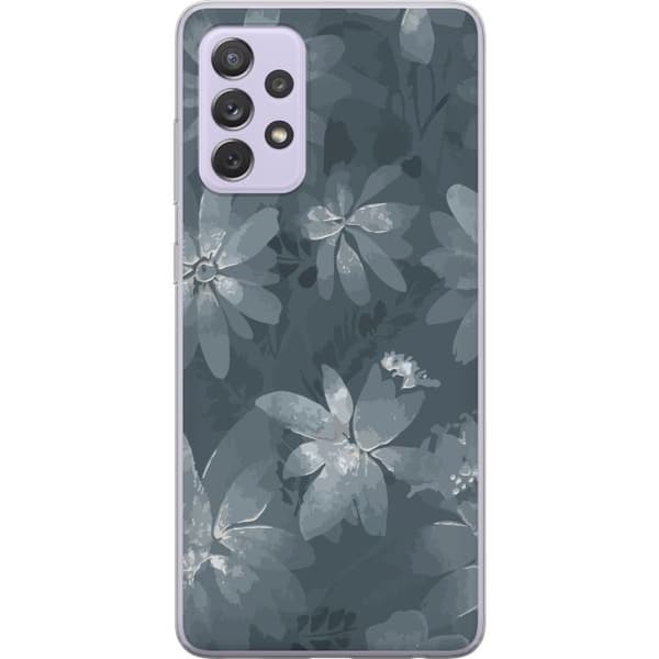 Samsung Galaxy A52s 5G Läpinäkyvä kuori Kukat Harmaa / Sininen