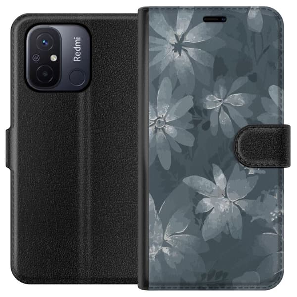 Xiaomi Redmi 12C Plånboksfodral Blommor Grå / Blå