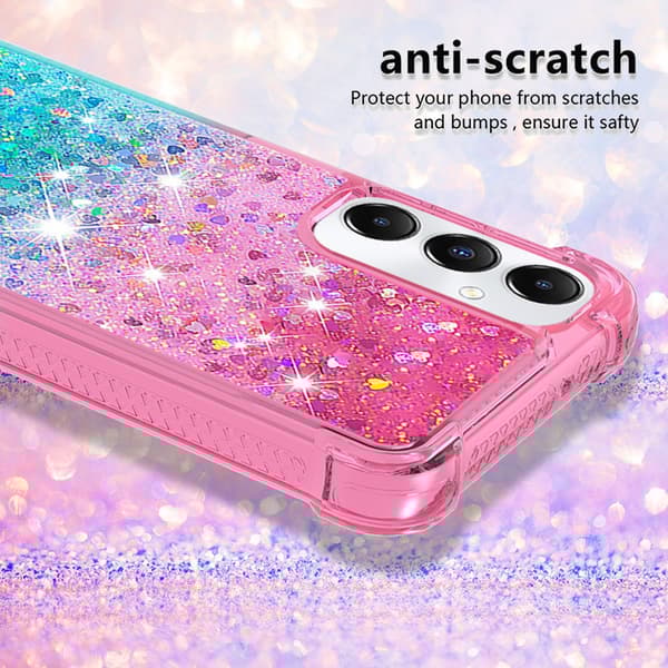 SKALO Samsung A05s 4G Kvicksand Glitter Hjärtan TPU-skal - Rosa-Turkos
