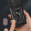 Miniatyrbild 4 av 6: SKALO Samsung A05s 4G Armor Hybrid Metallring Kameraslider - Svart