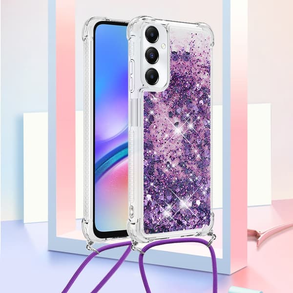 SKALO Samsung A05s 4G Kvicksand Glitter Mobilhalsband - Lila