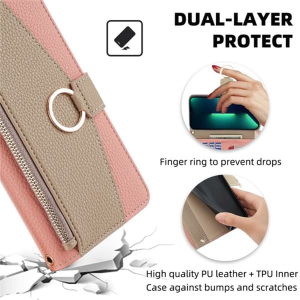 SKALO Samsung A05s 4G Litchi Makeup Mirror Flip Cover - Pink