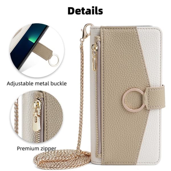 SKALO Samsung A05s 4G Litchi Makeup Mirror Flip Cover - Hvid