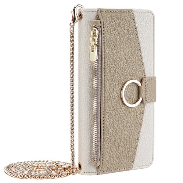 SKALO Samsung A05s 4G Litchi Makeup Mirror Flip Cover - Hvid