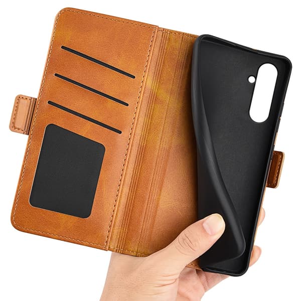 SKALO Samsung A05s 4G Premium Wallet Flip Cover - Lys brun
