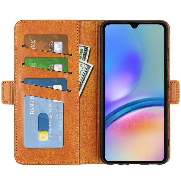 SKALO Samsung A05s 4G Premium Wallet Flip Cover - Lys brun