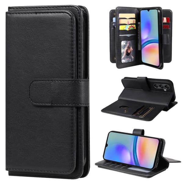 SKALO Samsung A05s 4G 10-lokeroa Lompakkokotelo - Musta
