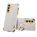 Miniatyrbillede 1 af 6: SKALO Samsung A25 5G Crocodile Guldkant Ring Cover - Hvid