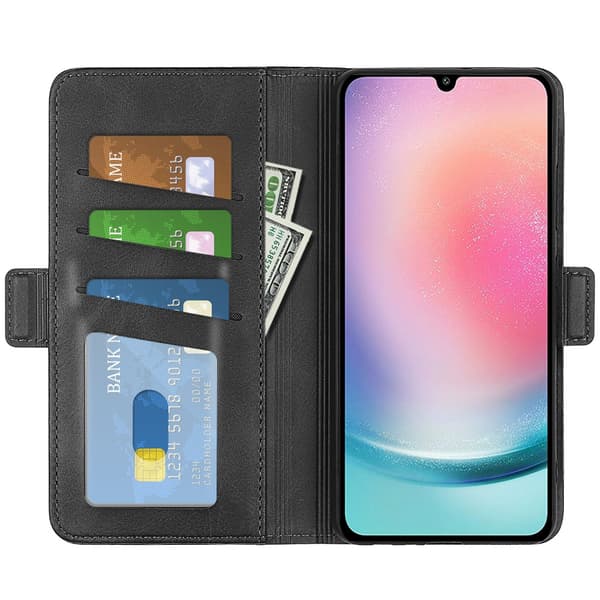 SKALO Samsung A25 5G Premium Wallet Flip Cover - Sort