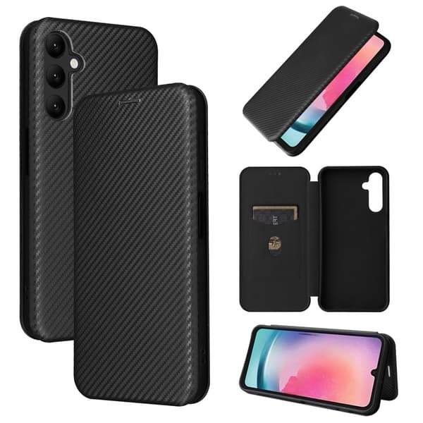 SKALO Samsung A25 5G Carbon Fiber Plånboksfodral - Svart