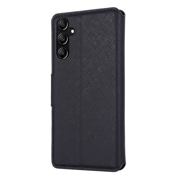SKALO Samsung A25 5G MUXMA Saffiano PU-nahka Lompakkokotelo - Musta