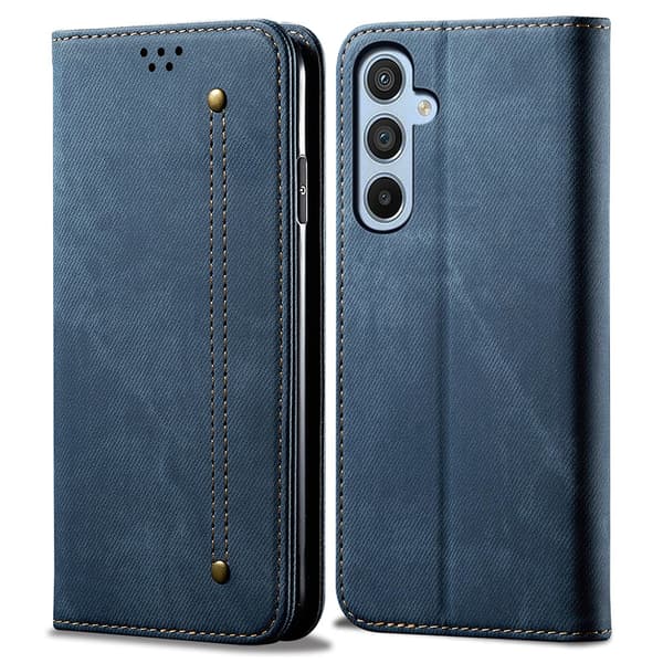 SKALO Samsung A25 5G Jeans Flip Cover - Blå