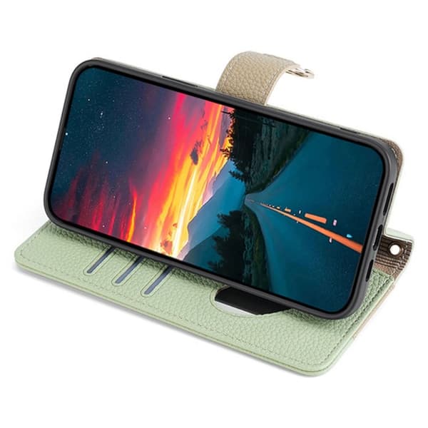 SKALO Samsung A25 5G Litchi Makeup Mirror Flip Cover - Grøn