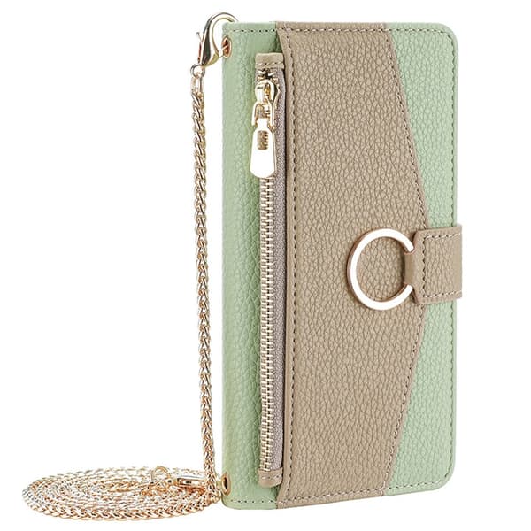 SKALO Samsung A25 5G Litchi Makeup Mirror Flip Cover - Grøn