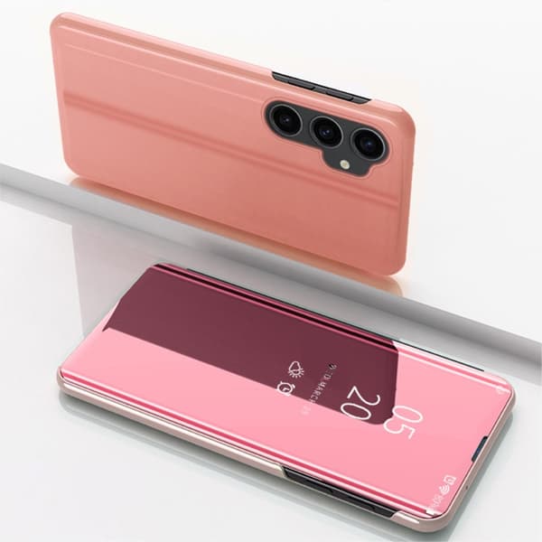 SKALO Samsung S23 FE Clear View Flip Cover - Rosa guld