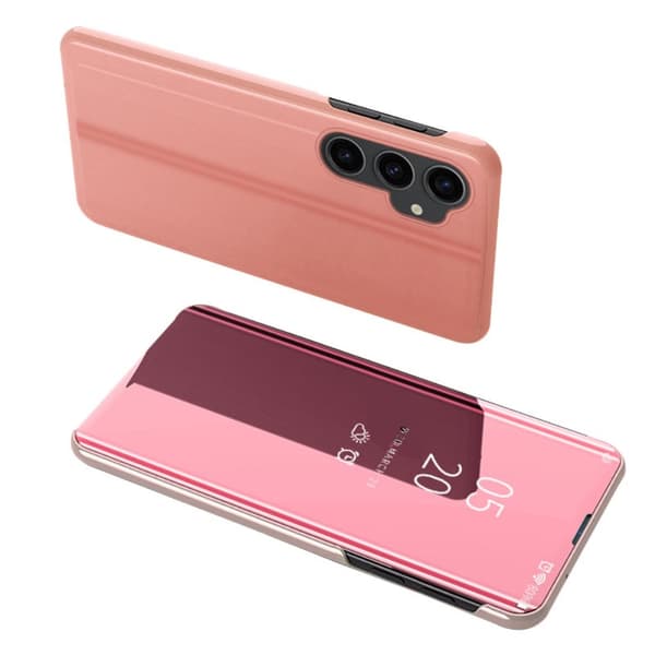 SKALO Samsung S23 FE Clear View Flip Cover - Rosa guld
