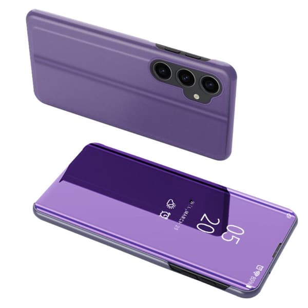 SKALO Samsung S23 FE Clear View Lompakkokotelo - Violetti