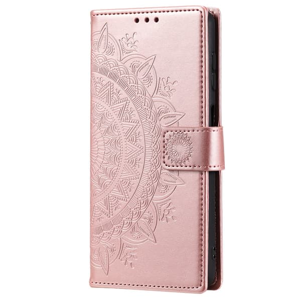 SKALO Samsung S23 FE Mandala lompakkokotelo - Ruusukulta