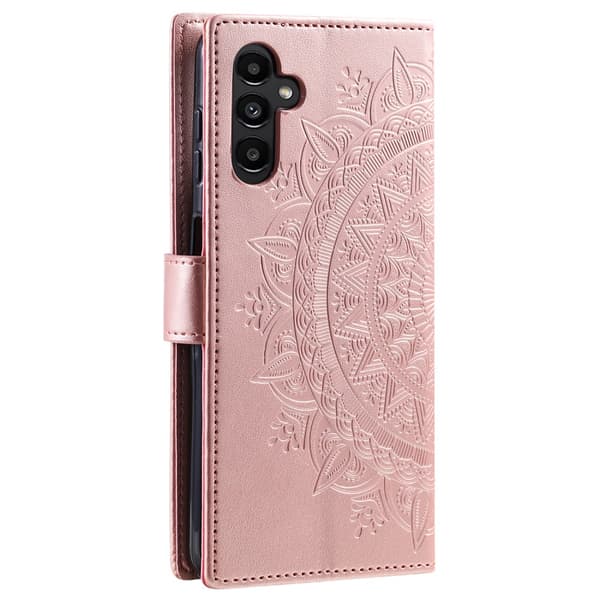 SKALO Samsung S23 FE Mandala lompakkokotelo - Ruusukulta