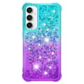Pikkukuva 3 / 7: SKALO Samsung S23 FE Juoksuhiekka Glitter Sydämet TPU kuori - Turkoosi-Violetti