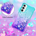 Pikkukuva 5 / 7: SKALO Samsung S23 FE Juoksuhiekka Glitter Sydämet TPU kuori - Turkoosi-Violetti