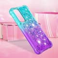 Pikkukuva 7 / 7: SKALO Samsung S23 FE Juoksuhiekka Glitter Sydämet TPU kuori - Turkoosi-Violetti
