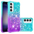 Pikkukuva 2 / 7: SKALO Samsung S23 FE Juoksuhiekka Glitter Sydämet TPU kuori - Turkoosi-Violetti