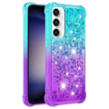 Pikkukuva 1 / 7: SKALO Samsung S23 FE Juoksuhiekka Glitter Sydämet TPU kuori - Turkoosi-Violetti