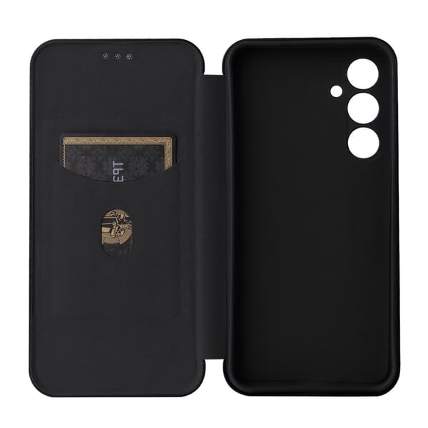 SKALO Samsung S23 FE Carbon Fiber Lompakkokotelo - Musta