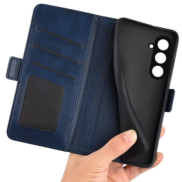 SKALO Samsung S23 FE Premium Wallet Flip Cover - Blå