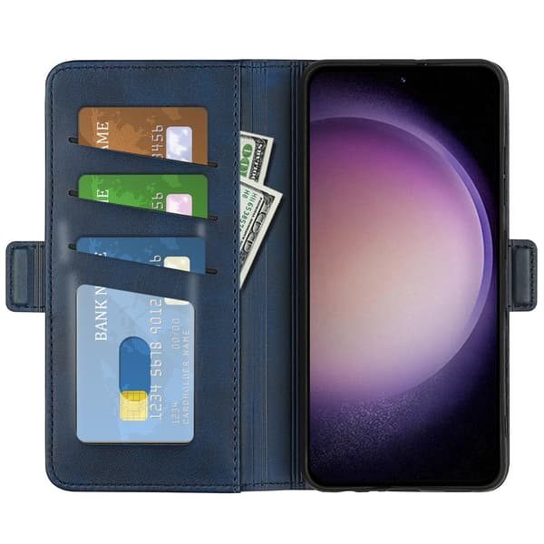 SKALO Samsung S23 FE Premium Wallet Flip Cover - Blå