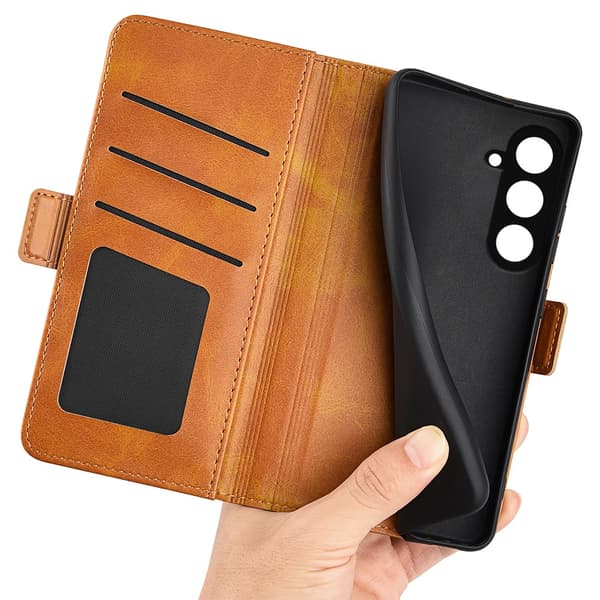 SKALO Samsung S23 FE Premium Wallet Flip Cover - Brun
