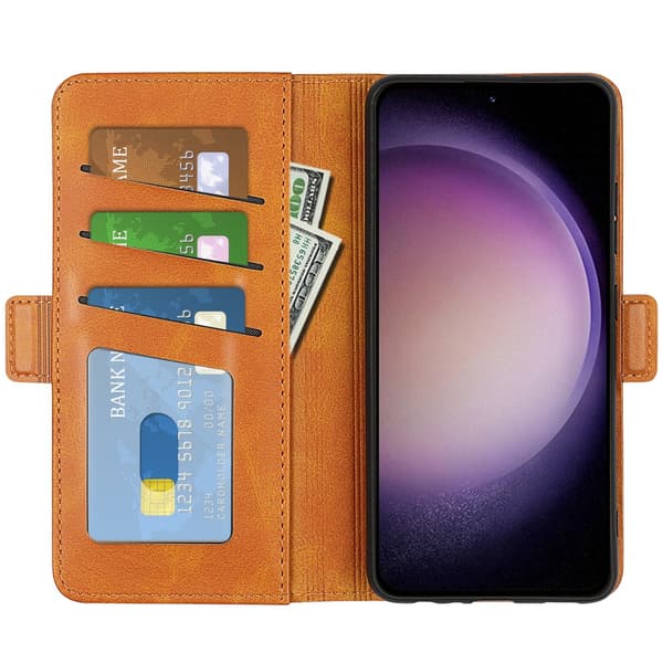 SKALO Samsung S23 FE Premium Wallet Flip Cover - Brun